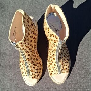 Gaimo‎ Leopard Print Espadrilles Wedges with Zipper